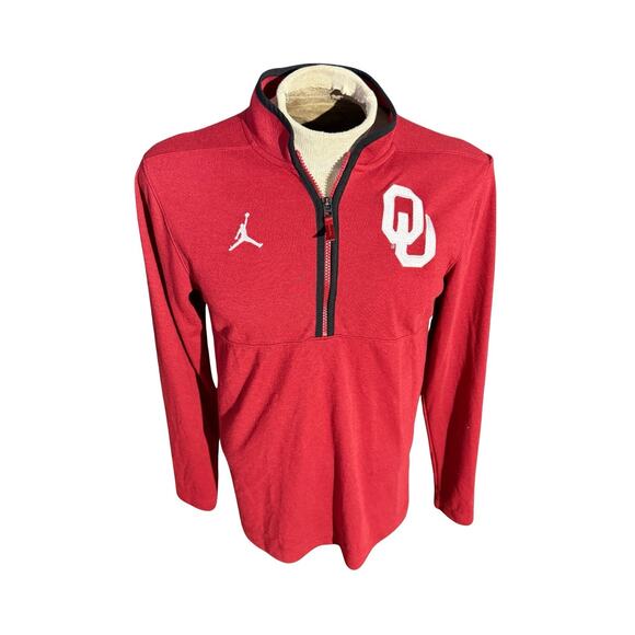 Nike Jordan Dri-Fit Oklahoma Sooners OU Quarter Zip Pullover Men’s Small Red - Picture 1 of 4